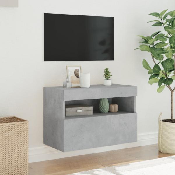 TV-Wandschrank mit LED-Leuchten Betongrau 60x30x40 cm