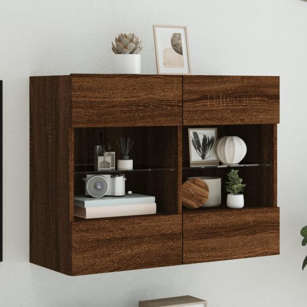 ARDEBO.de - TV-Wandschrank mit LED-Leuchten Braun Eichen-Optik