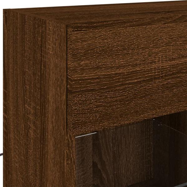 TV-Wandschrank mit LED-Leuchten Braun Eichen-Optik