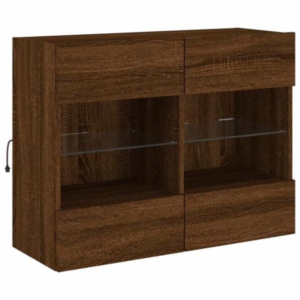 TV-Wandschrank mit LED-Leuchten Braun Eichen-Optik