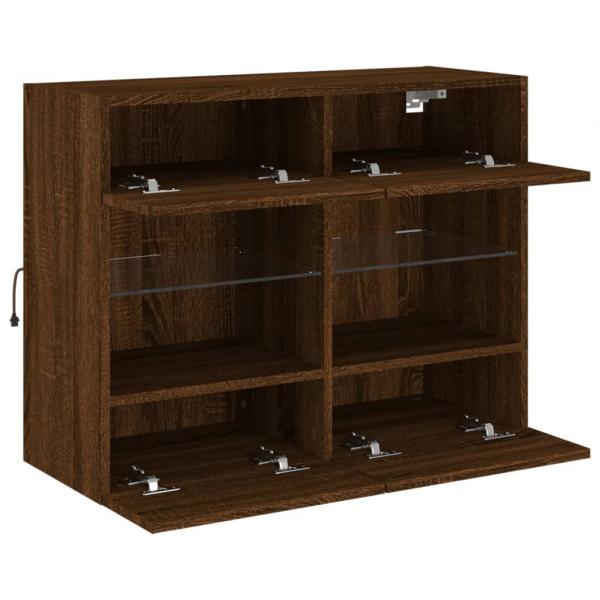 TV-Wandschrank mit LED-Leuchten Braun Eichen-Optik