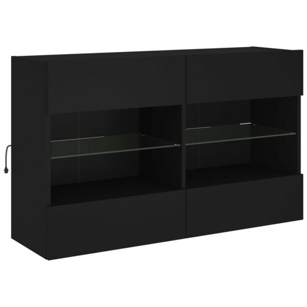 TV-Wandschrank mit LED-Leuchten Schwarz 98,5x30x60,5 cm