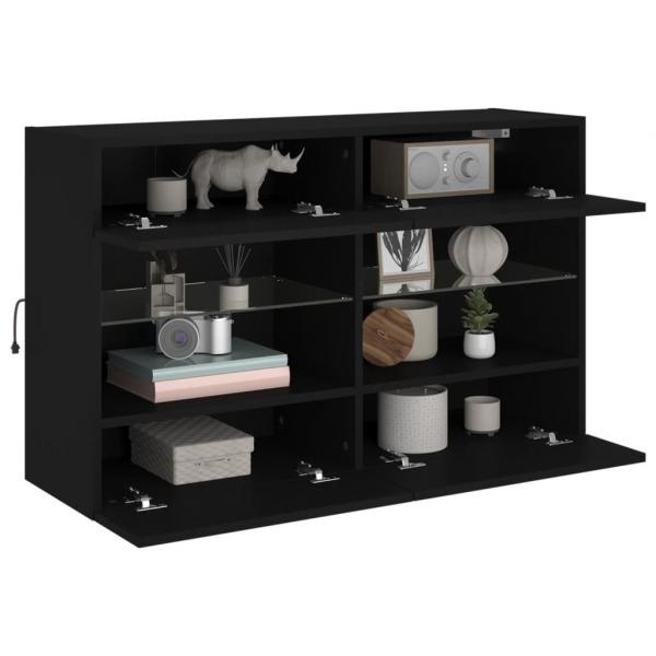 TV-Wandschrank mit LED-Leuchten Schwarz 98,5x30x60,5 cm