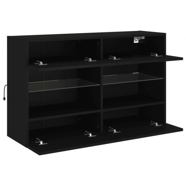 TV-Wandschrank mit LED-Leuchten Schwarz 98,5x30x60,5 cm