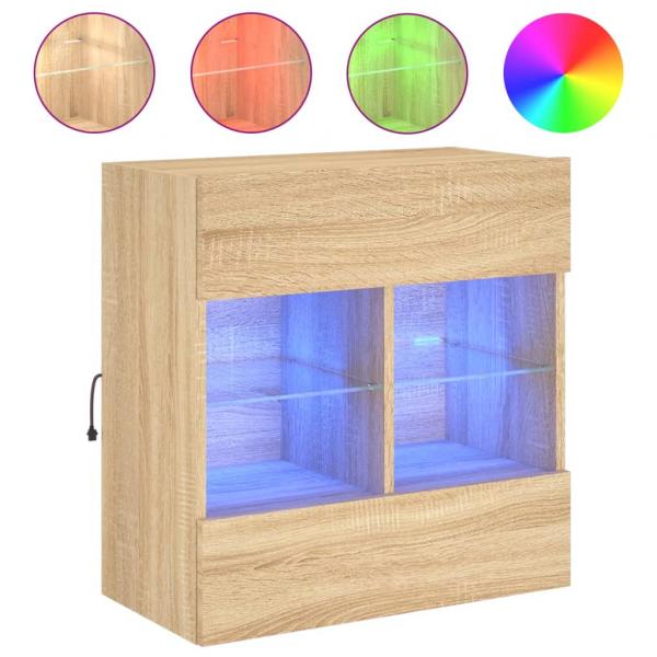 TV-Wandschrank mit LED-Leuchten Sonoma-Eiche 58,5x30x60,5 cm