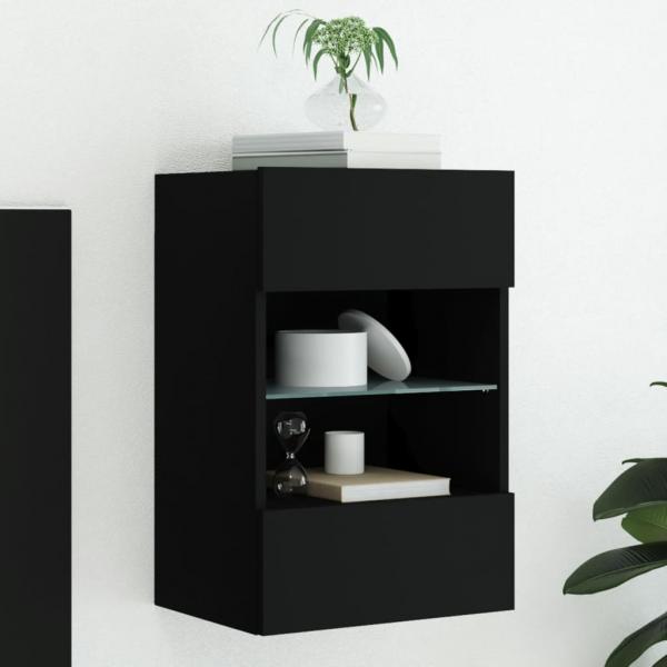 ARDEBO.de - TV-Wandschrank mit LED-Leuchten Schwarz 40x30x60,5 cm