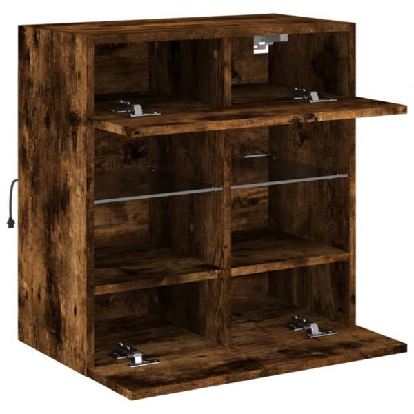 TV-Wandschrank mit LED-Leuchten Räuchereiche 58,5x30x60,5 cm