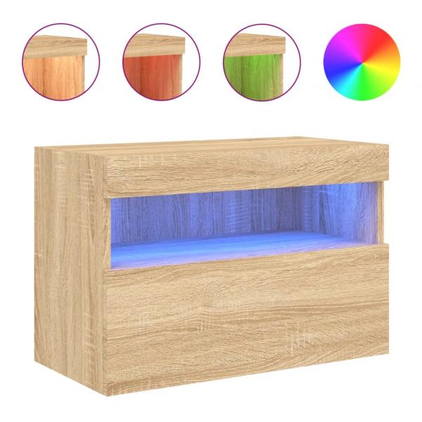 TV-Wandschrank mit LED-Leuchten Sonoma-Eiche 60x30x40 cm