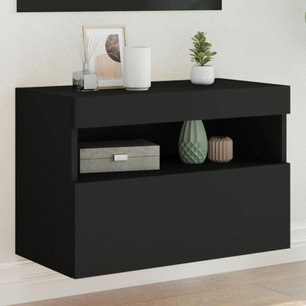 ARDEBO.de - TV-Wandschrank mit LED-Leuchten Schwarz 60x30x40 cm