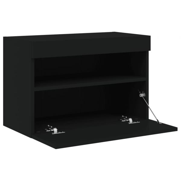 TV-Wandschrank mit LED-Leuchten Schwarz 60x30x40 cm