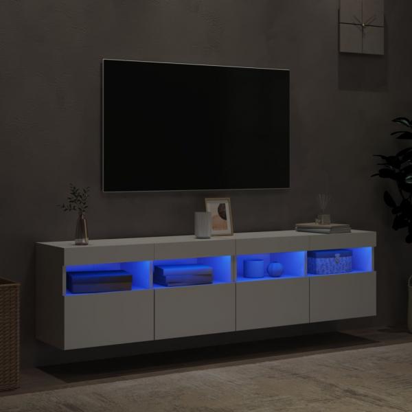 TV-Wandschränke mit LED-Leuchten 2 Stk. Weiß 80x30x40 cm