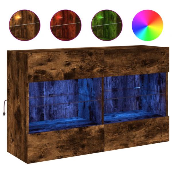 TV-Wandschrank mit LED-Leuchten Räuchereiche 98,5x30x60,5 cm