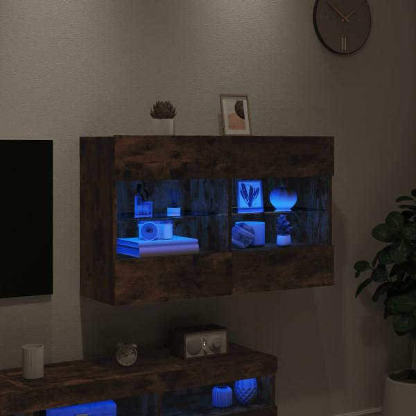 TV-Wandschrank mit LED-Leuchten Räuchereiche 98,5x30x60,5 cm