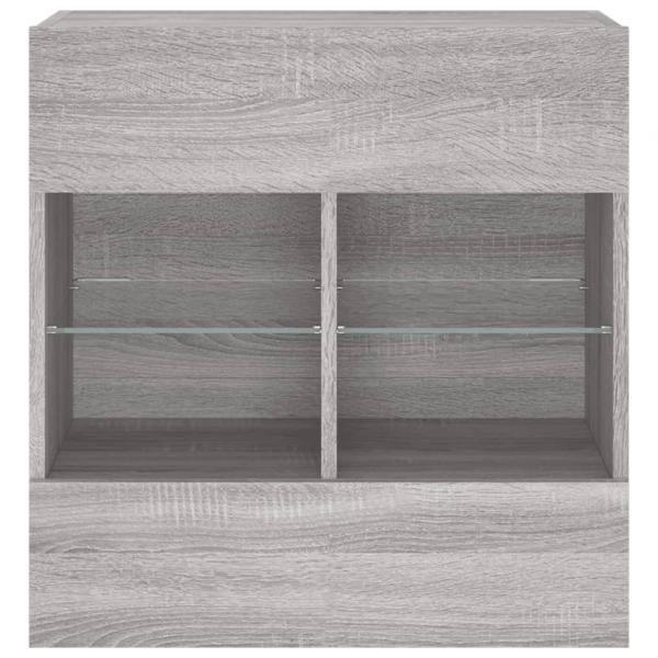 TV-Wandschrank mit LED-Leuchten Grau Sonoma 58,5x30x60,5 cm