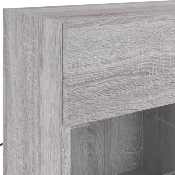 TV-Wandschrank mit LED-Leuchten Grau Sonoma 78,5x30x60,5 cm