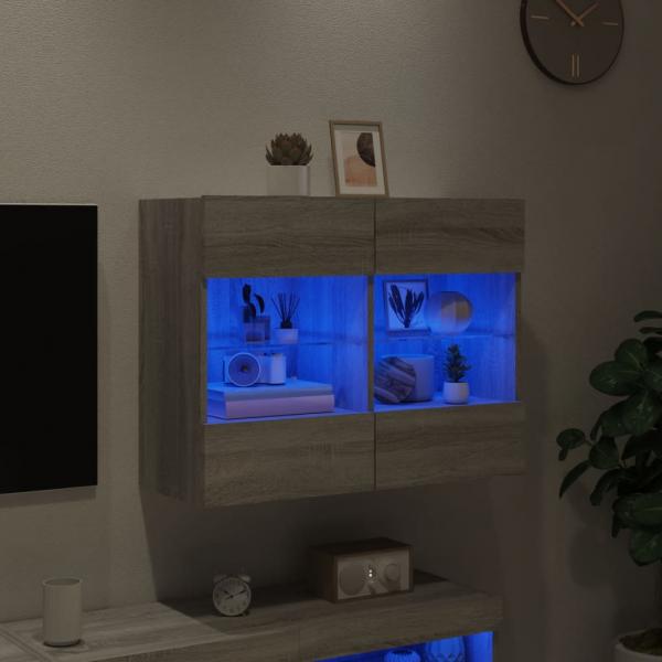 TV-Wandschrank mit LED-Leuchten Grau Sonoma 78,5x30x60,5 cm