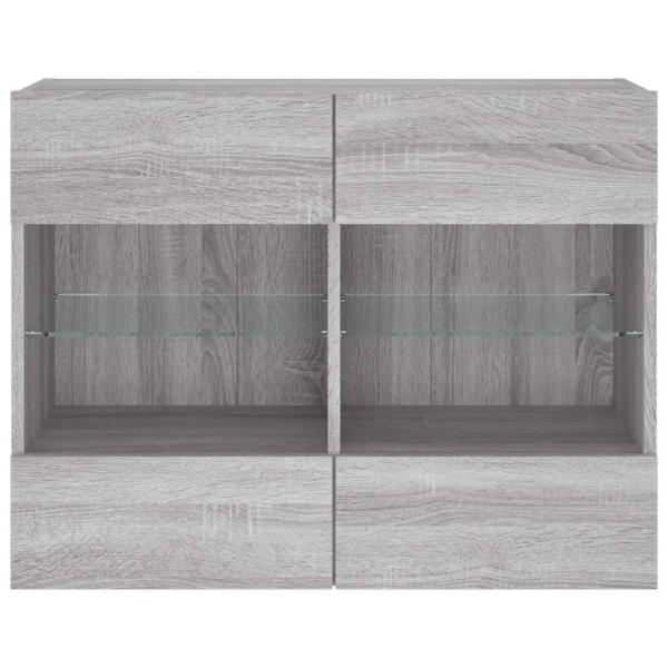 TV-Wandschrank mit LED-Leuchten Grau Sonoma 78,5x30x60,5 cm