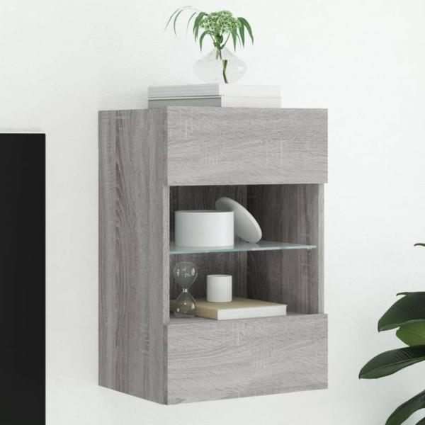 ARDEBO.de - TV-Wandschrank mit LED-Leuchten Grau Sonoma 40x30x60,5 cm