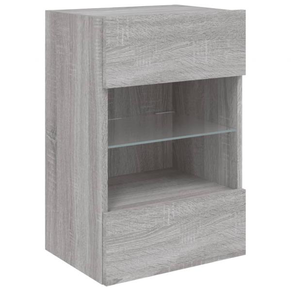 TV-Wandschrank mit LED-Leuchten Grau Sonoma 40x30x60,5 cm