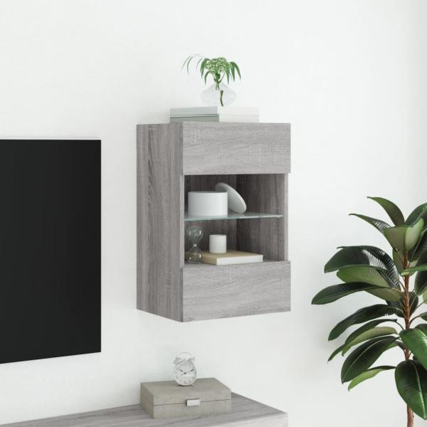 TV-Wandschrank mit LED-Leuchten Grau Sonoma 40x30x60,5 cm