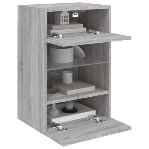 TV-Wandschrank mit LED-Leuchten Grau Sonoma 40x30x60,5 cm