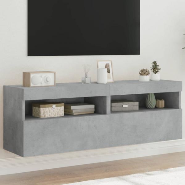 ARDEBO.de - TV-Wandschränke mit LED-Leuchten 2 Stk. Betongrau 60x30x40 cm