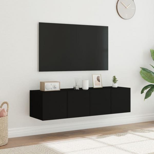 TV-Wandschränke mit LED-Leuchten 2 Stk. Schwarz 60x35x31 cm