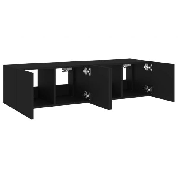 TV-Wandschränke mit LED-Leuchten 2 Stk. Schwarz 60x35x31 cm