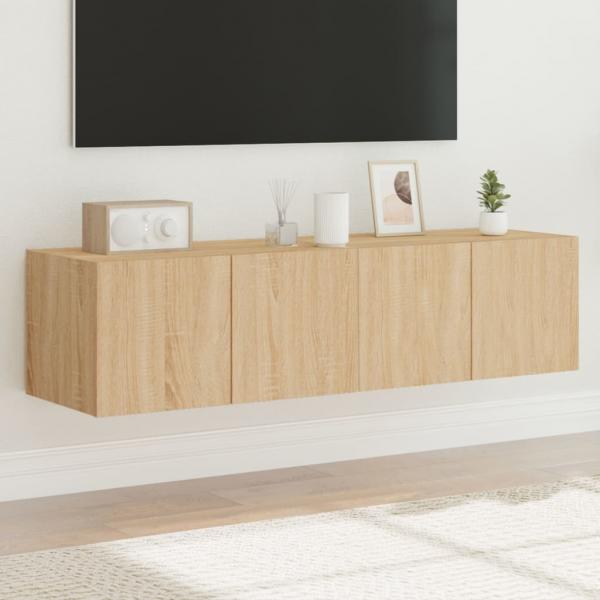 ARDEBO.de - TV-Wandschränke mit LED-Leuchten 2 Stk. Sonoma-Eiche 60x35x31cm