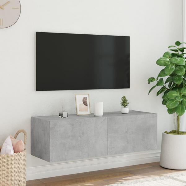 TV-Wandschrank mit LED-Leuchten Betongrau 100x35x31 cm