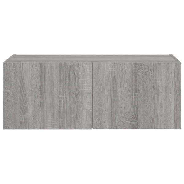 TV-Wandschrank mit LED-Leuchten Grau Sonoma 80x35x31 cm