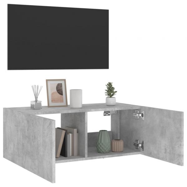 TV-Wandschrank mit LED-Leuchten Betongrau 80x35x31 cm