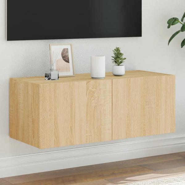 ARDEBO.de - TV-Wandschrank mit LED-Leuchten Sonoma-Eiche 80x35x31 cm