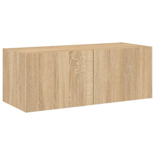 TV-Wandschrank mit LED-Leuchten Sonoma-Eiche 80x35x31 cm