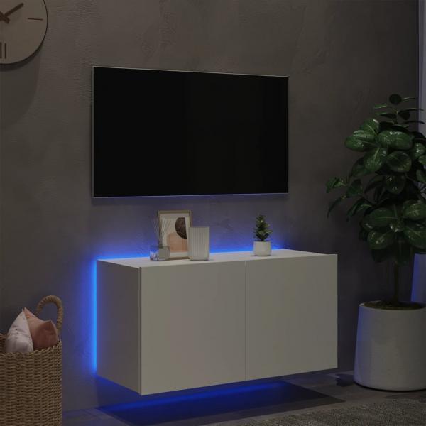 TV-Wandschrank mit LED-Leuchten Weiß 80x35x41 cm