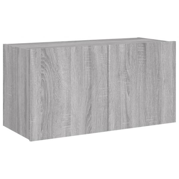 TV-Wandschrank mit LED-Leuchten Grau Sonoma 80x35x41 cm