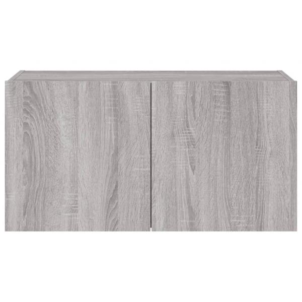 TV-Wandschrank mit LED-Leuchten Grau Sonoma 80x35x41 cm