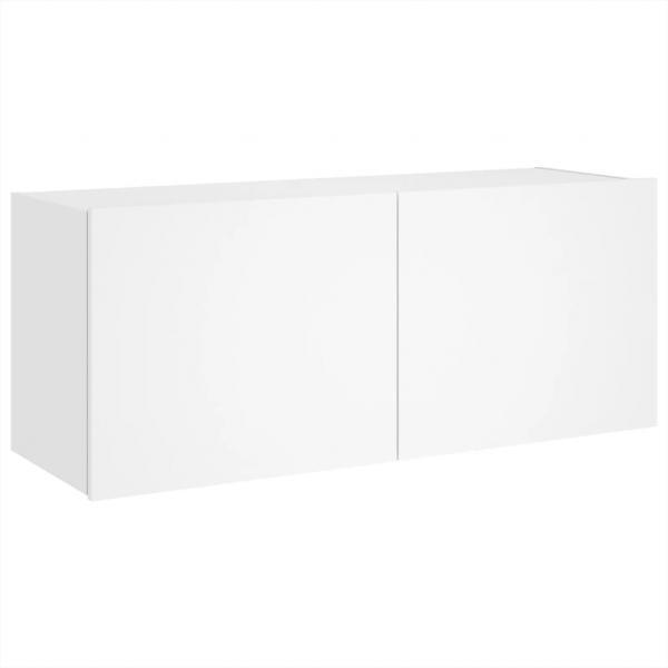 TV-Wandschrank mit LED-Leuchten Weiß 100x35x41 cm