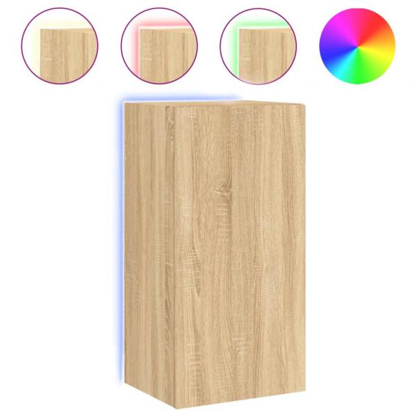 TV-Wandschrank mit LED-Leuchten Sonoma-Eiche 40,5x35x80 cm