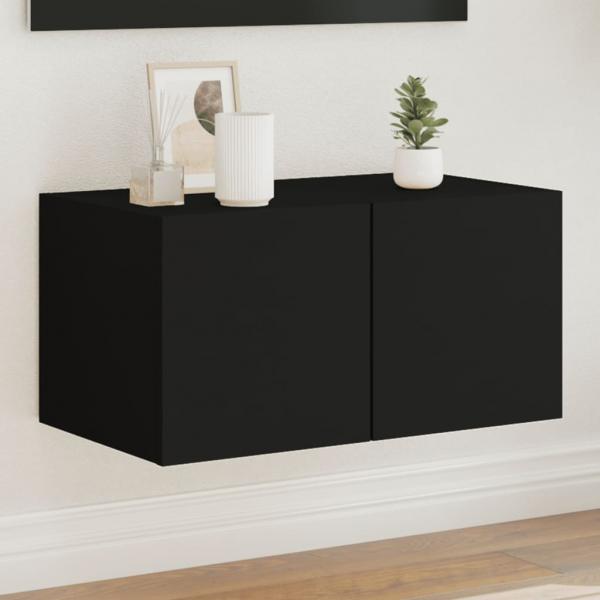 ARDEBO.de - TV-Wandschrank mit LED-Leuchten Schwarz 60x35x31 cm