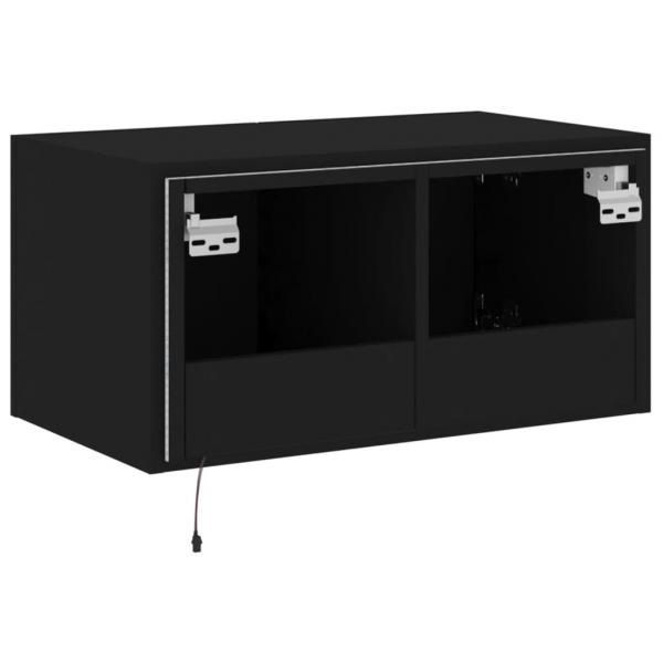 TV-Wandschrank mit LED-Leuchten Schwarz 60x35x31 cm