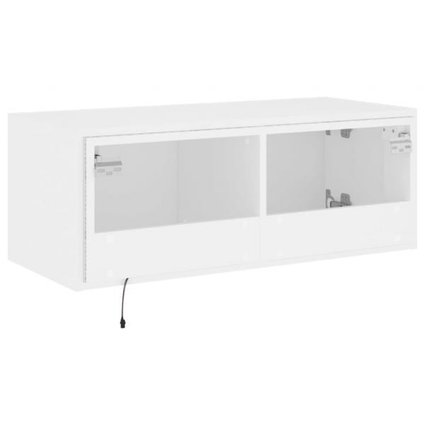 TV-Wandschrank mit LED-Leuchten Weiß 80x35x31 cm