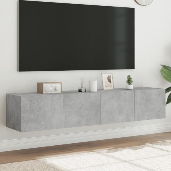 ARDEBO.de - TV-Wandschränke mit LED-Leuchten 2 Stk. Betongrau 80x35x31 cm