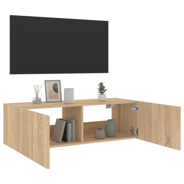 TV-Wandschrank mit LED-Leuchten Sonoma-Eiche 100x35x31 cm