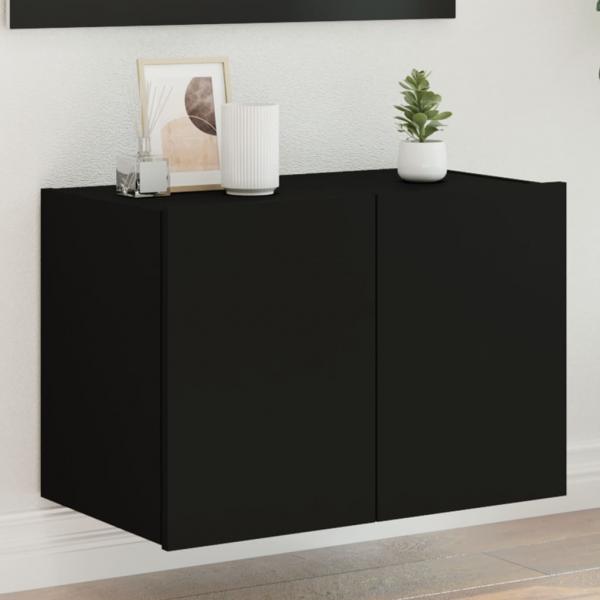 ARDEBO.de - TV-Wandschrank mit LED-Leuchten Schwarz 60x35x41 cm