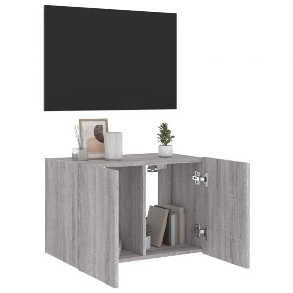 TV-Wandschrank mit LED-Leuchten Grau Sonoma 60x35x41 cm