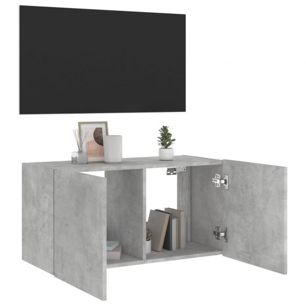 TV-Wandschrank mit LED-Leuchten Betongrau 80x35x41 cm