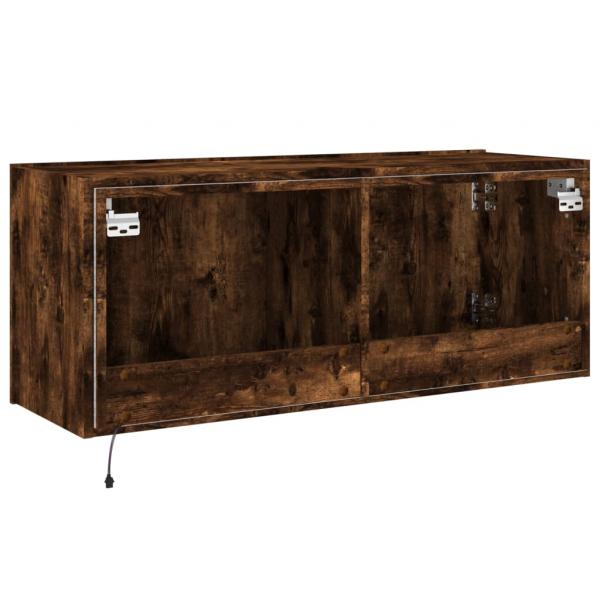 TV-Wandschrank mit LED-Leuchten Räuchereiche 100x35x41 cm