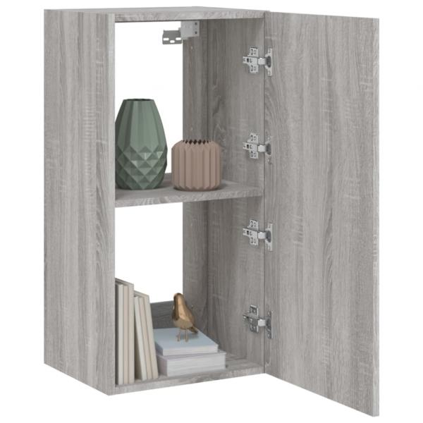 TV-Wandschrank mit LED-Leuchten Grau Sonoma 40,5x35x80 cm