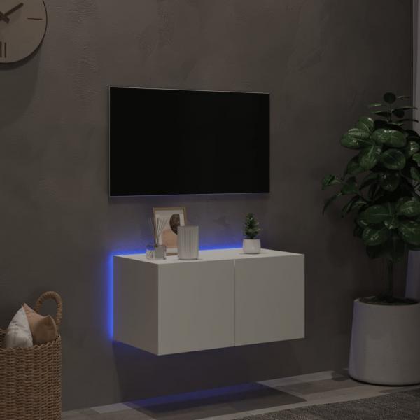 TV-Wandschrank mit LED-Leuchten Weiß 60x35x31 cm